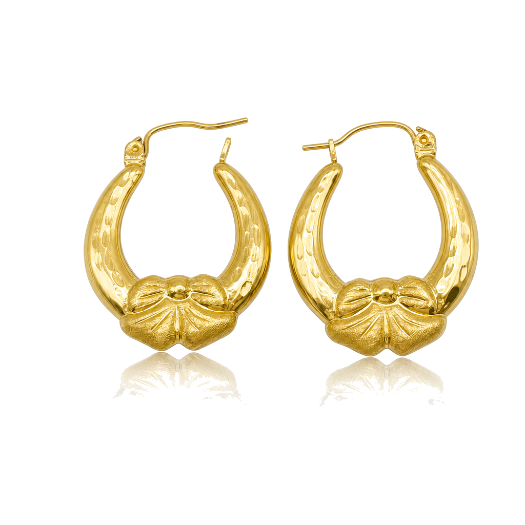 10K Gold Bow Hoops (Large, 0.9") — 10K real gold jewelry from STF Diamonds, Los Angeles