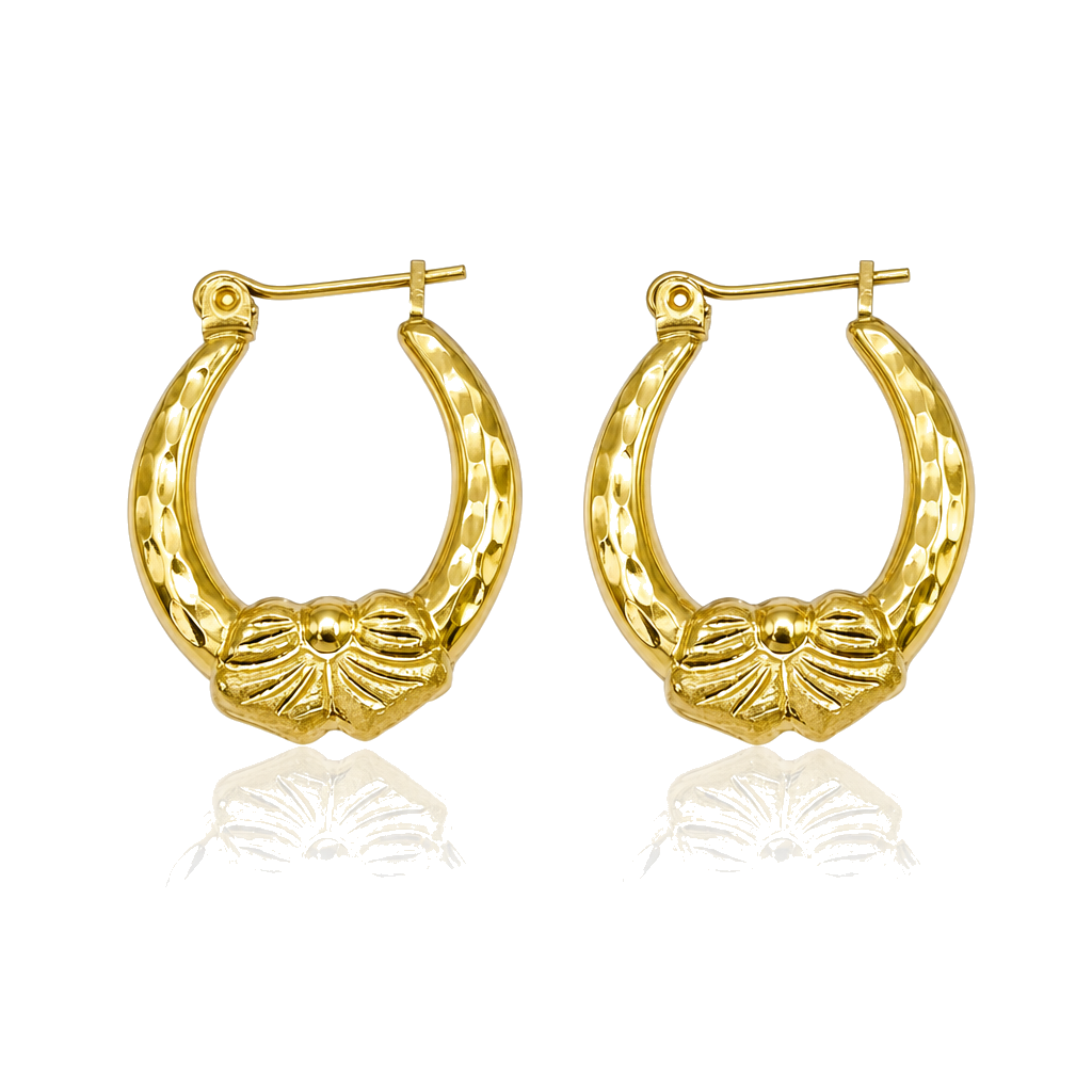 10K Gold Bow Hoops (Medium, 0.75") — 10K real gold jewelry from STF Diamonds, Los Angeles