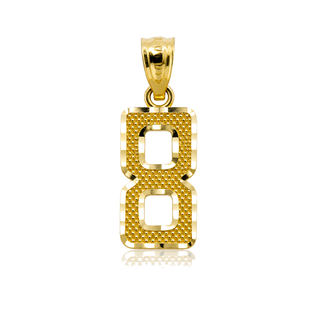 10K Gold Classic Diamond-Cut Border Number Charm (S) — 10K real gold jewelry from STF Diamonds, Los Angeles