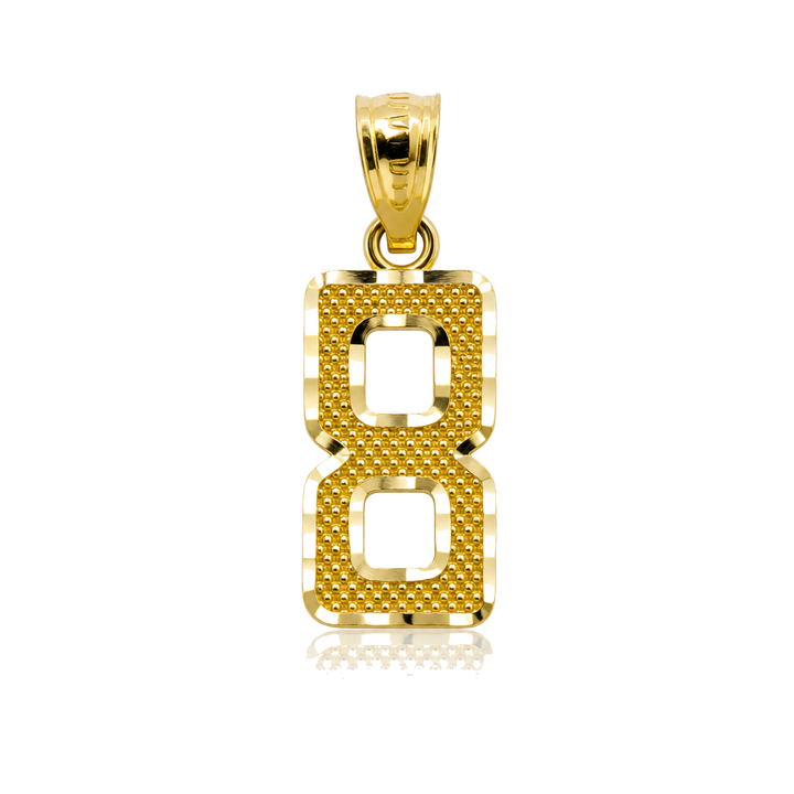 10K Gold Classic Diamond-Cut Border Number Charm (S) — 10K real gold jewelry from STF Diamonds, Los Angeles