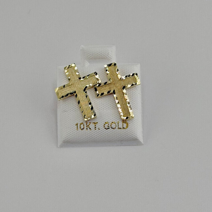 10K Yellow Gold Cross Earrings