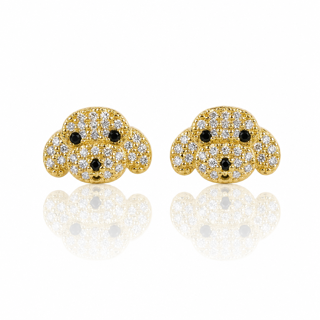 10K Gold CZ Dog Earrings — 10K real gold jewelry from STF Diamonds, Los Angeles