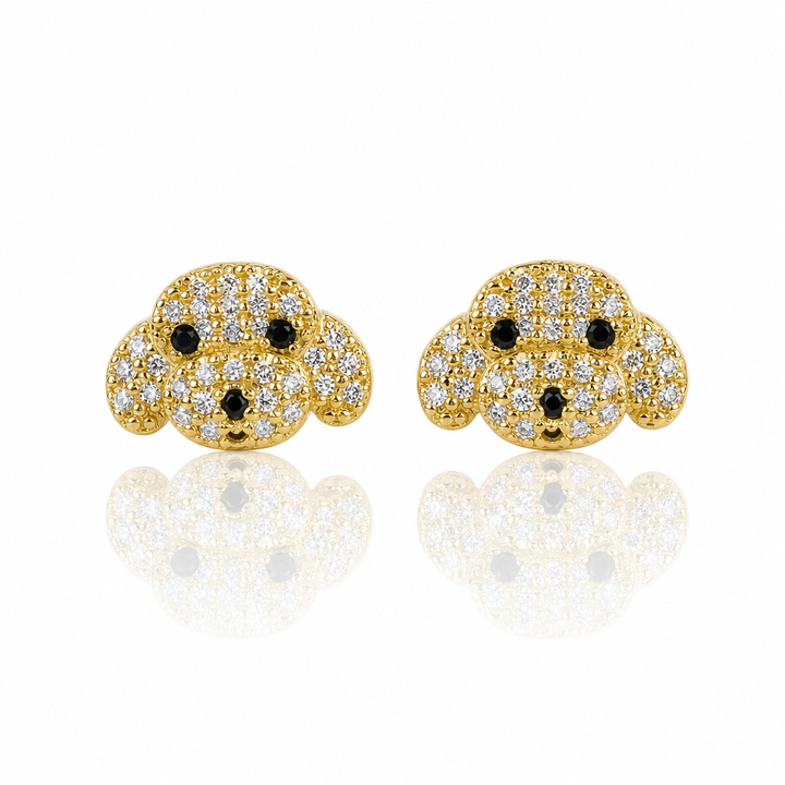 10K Gold CZ Dog Earrings — 10K real gold jewelry from STF Diamonds, Los Angeles