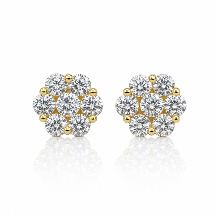 10K Gold CZ Flower Earrings — 10K real gold jewelry from STF Diamonds, Los Angeles
