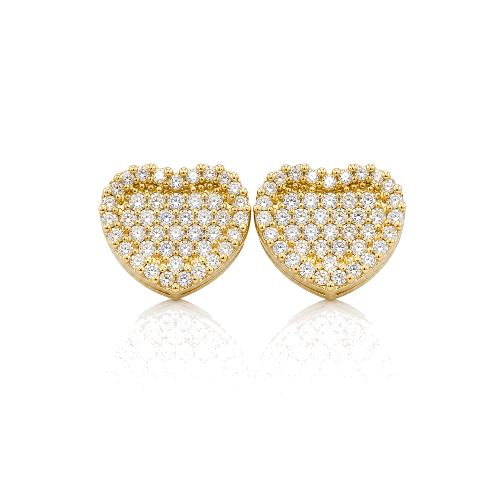 10K Gold CZ Heart Earrings (11mm) — 10K real gold jewelry from STF Diamonds, Los Angeles