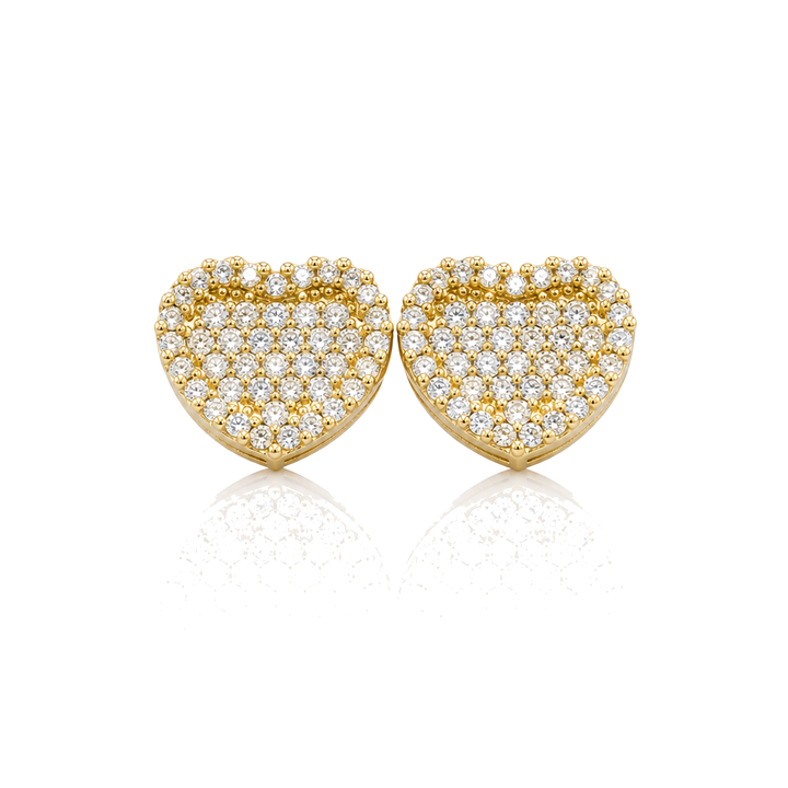 10K Gold CZ Heart Earrings (11mm) — 10K real gold jewelry from STF Diamonds, Los Angeles
