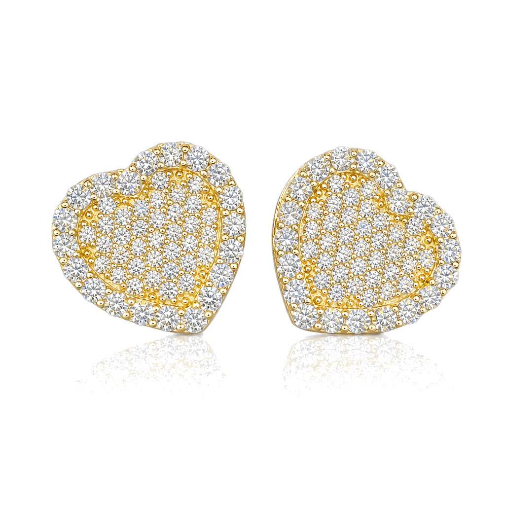 10K Gold CZ Heart Earrings (13mm) Limited — 10K real gold jewelry from STF Diamonds, Los Angeles