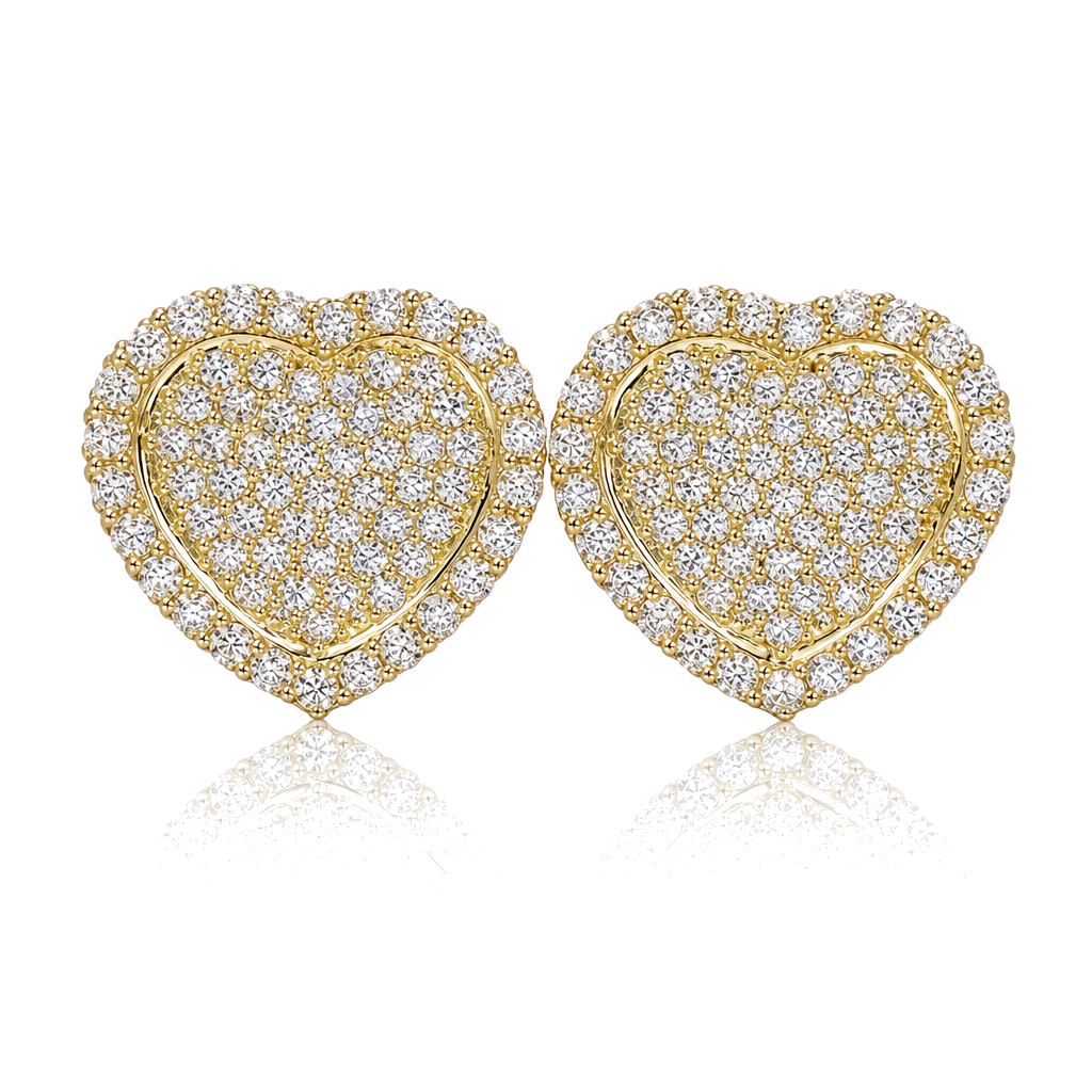 10K Gold CZ Heart Earrings (17mm) Limited — 10K real gold jewelry from STF Diamonds, Los Angeles