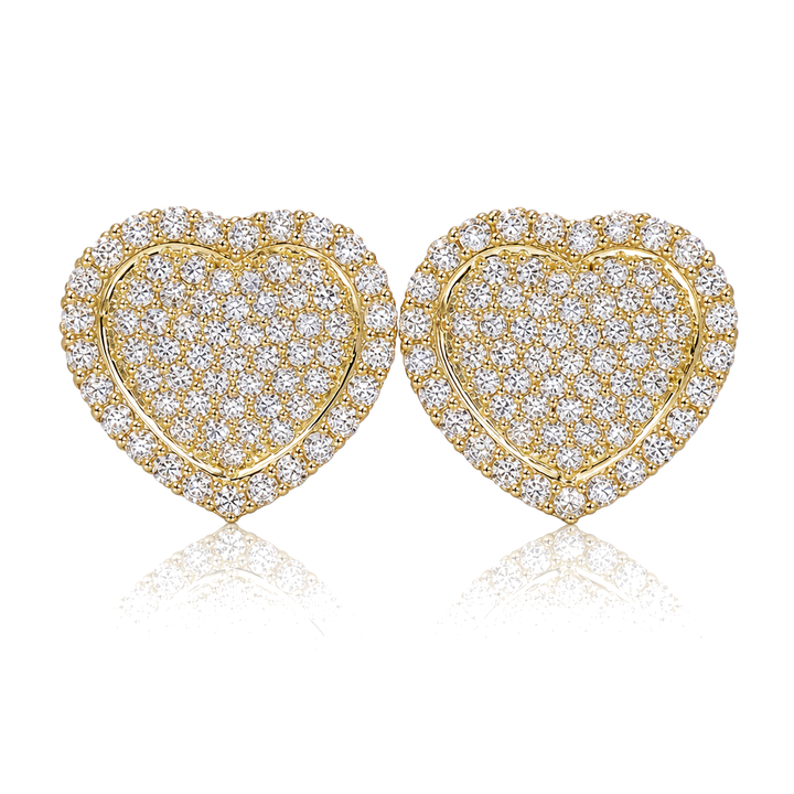 10K Gold CZ Heart Earrings (17mm) Limited — 10K real gold jewelry from STF Diamonds, Los Angeles
