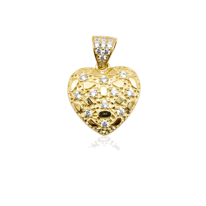 10K Gold CZ Heart Nugget Charm — 10K real gold jewelry from STF Diamonds, Los Angeles