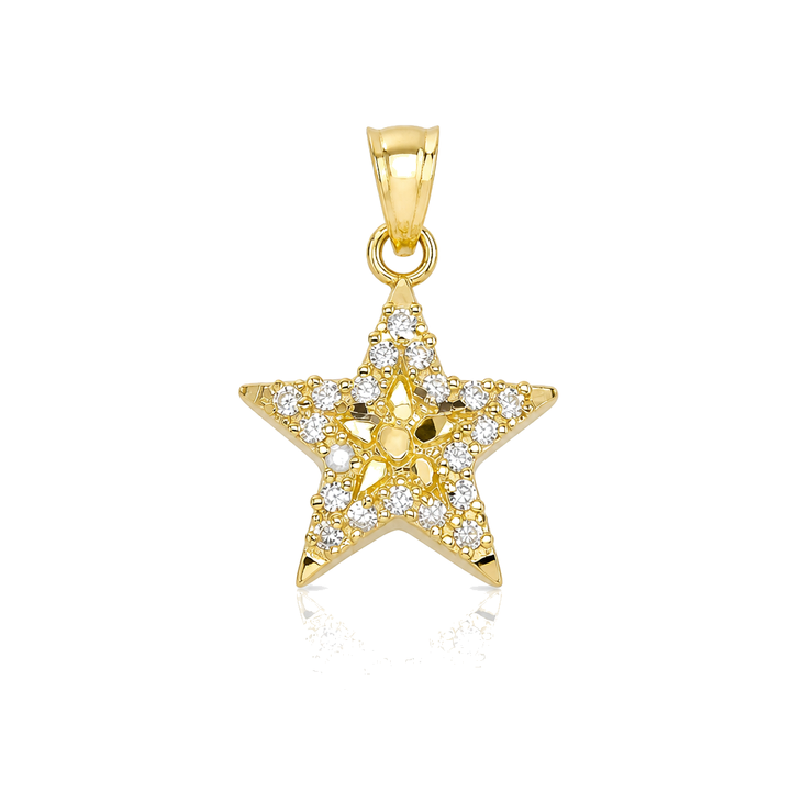 10K Gold CZ Nugget Star Charm (S) — 10K real gold jewelry from STF Diamonds, Los Angeles