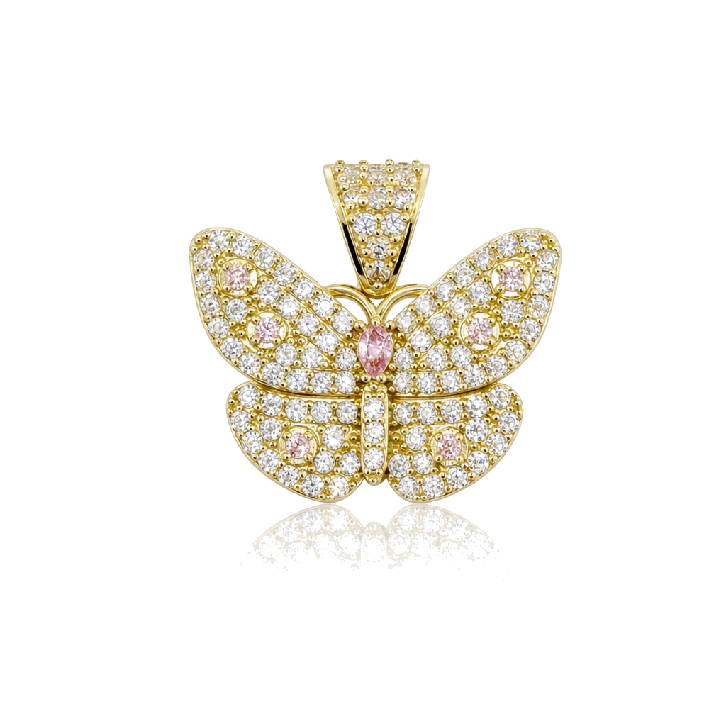10K Gold CZ Soft Light Butterfly Charm — 10K real gold jewelry from STF Diamonds, Los Angeles