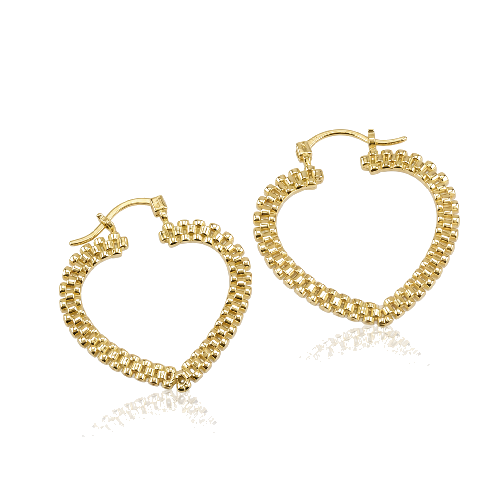 10K Gold Dainty Rx Heart Hoops — 10K real gold jewelry from STF Diamonds, Los Angeles