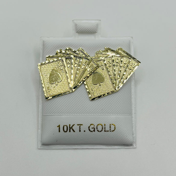 10K Solid Yellow Gold Deck of Cards Earrings