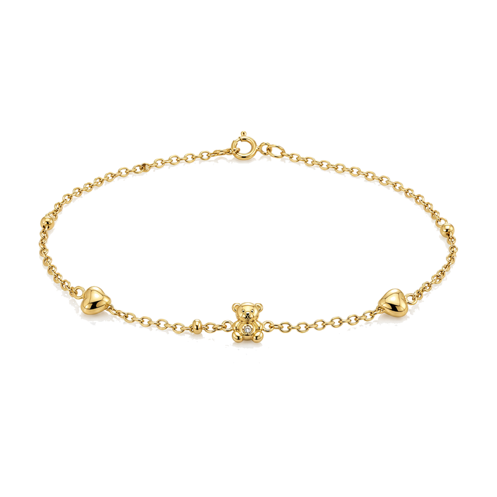 10K Gold Designer Bracelet - Hearts and Teddy Bears — 10K real gold jewelry from STF Diamonds, Los Angeles
