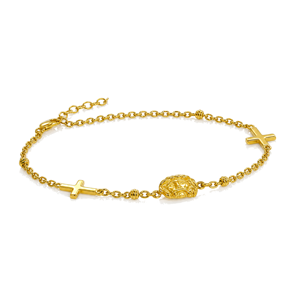 10K Gold Designer Bracelet - Jesus and Cross — 10K solid gold jewelry from STF Diamonds, Los Angeles