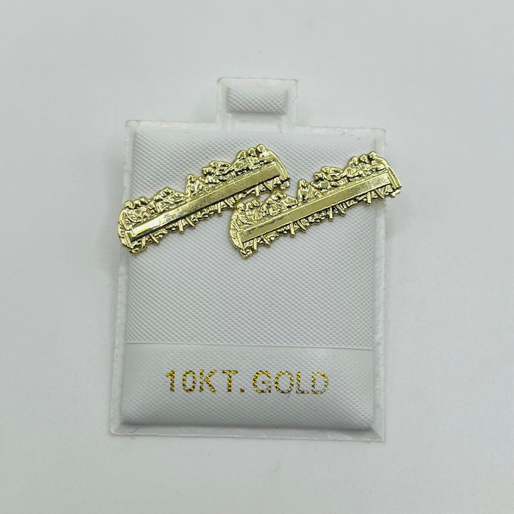 10K Solid Yellow Gold Detail Last Supper Earrings