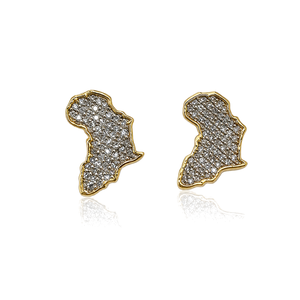 10K Gold Diamond Africa Earrings 10mm (Screwback) — 10K real gold jewelry from STF Diamonds, Los Angeles