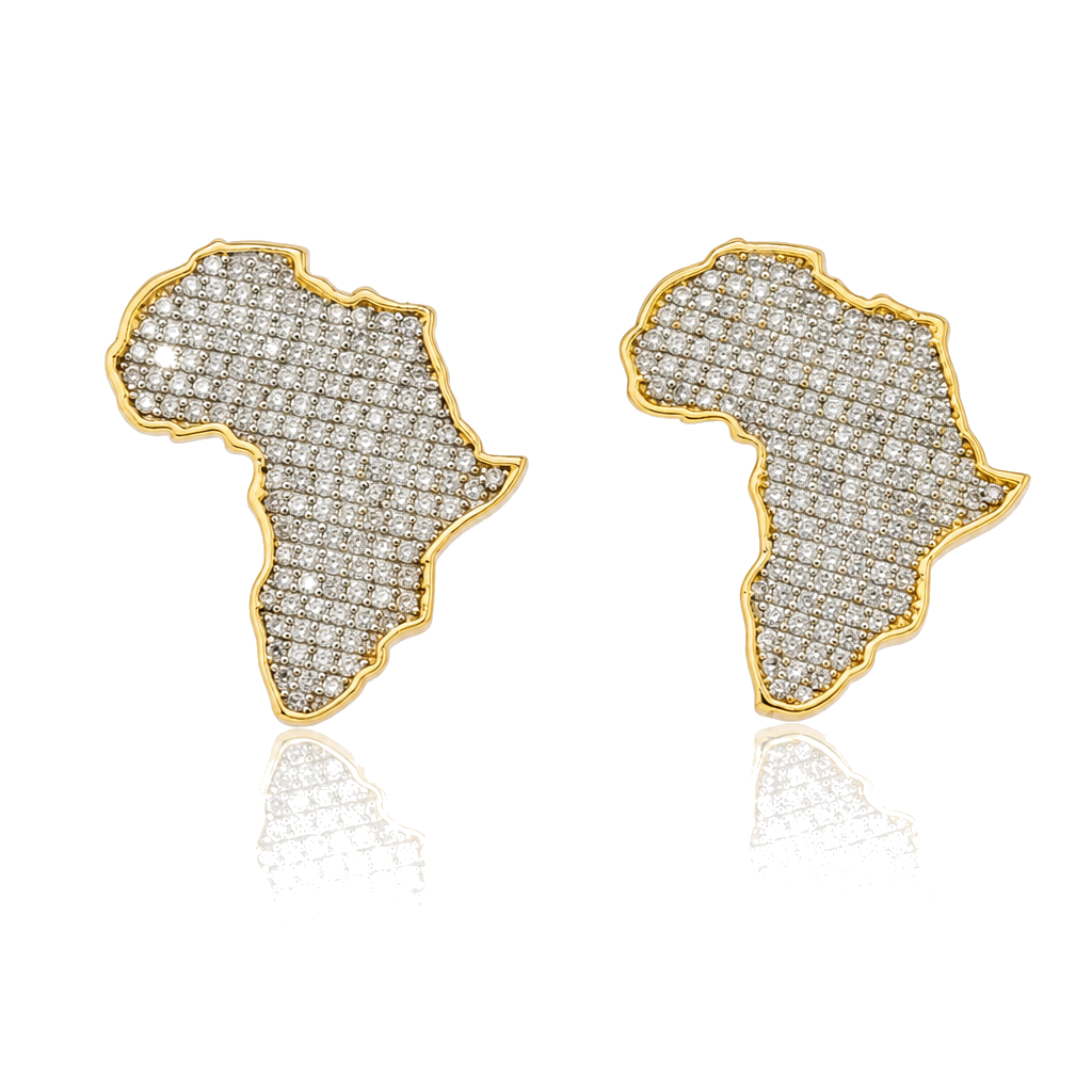 10K Gold Diamond Africa Earrings 15mm (Screwback) — 10K real gold jewelry from STF Diamonds, Los Angeles
