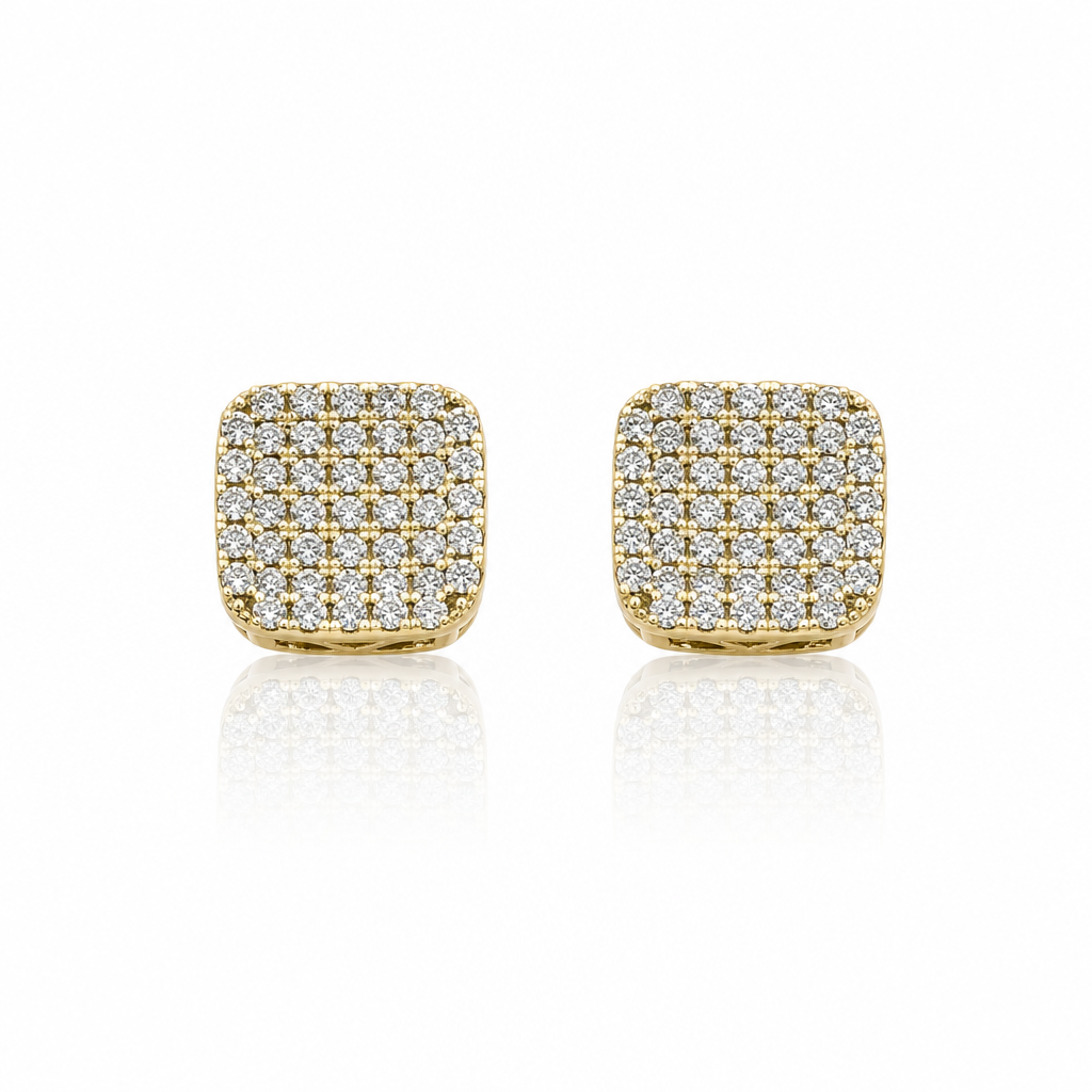 10K Gold Diamond CornerStone Earrings — 10K real gold jewelry from STF Diamonds, Los Angeles