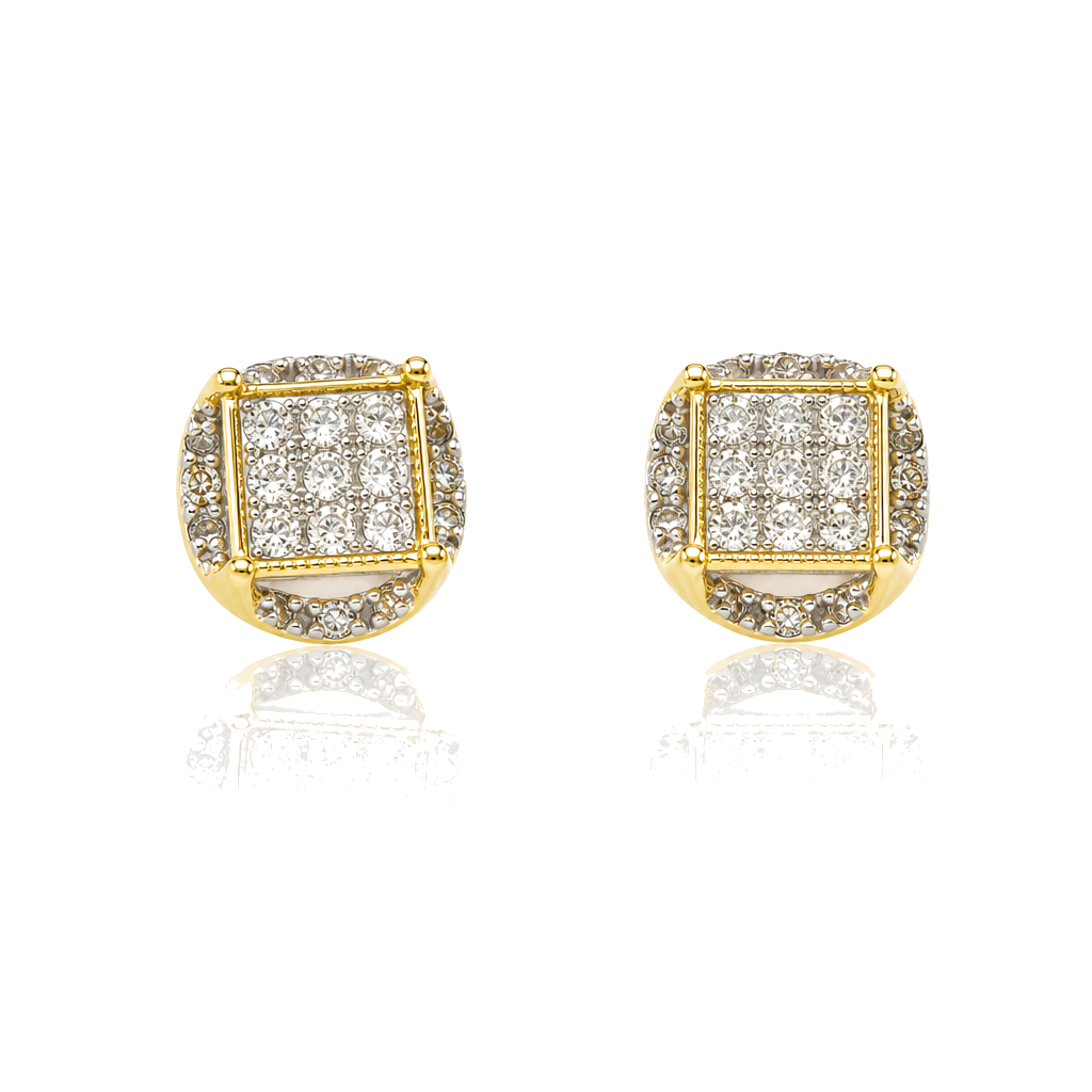 10K Gold Diamond Disc Earrings (Screwback Earrings) — 10K real gold jewelry from STF Diamonds, Los Angeles
