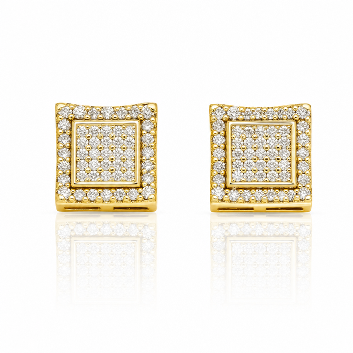 10K Gold Diamond Double Lined Earrings (m) — 10K real gold jewelry from STF Diamonds, Los Angeles
