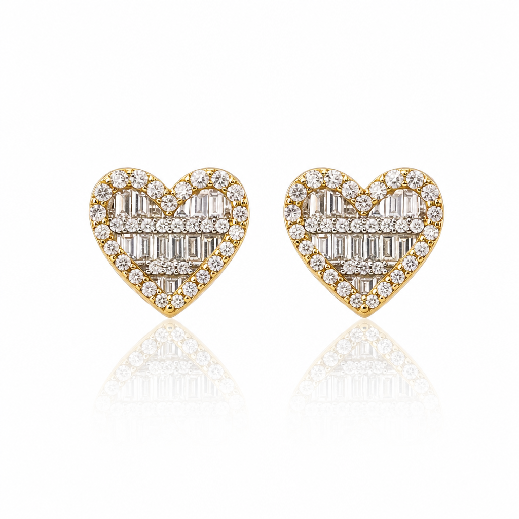 10K Gold Diamond ForeverFlame Earrings (Wider Version) — 10K real gold jewelry from STF Diamonds, Los Angeles