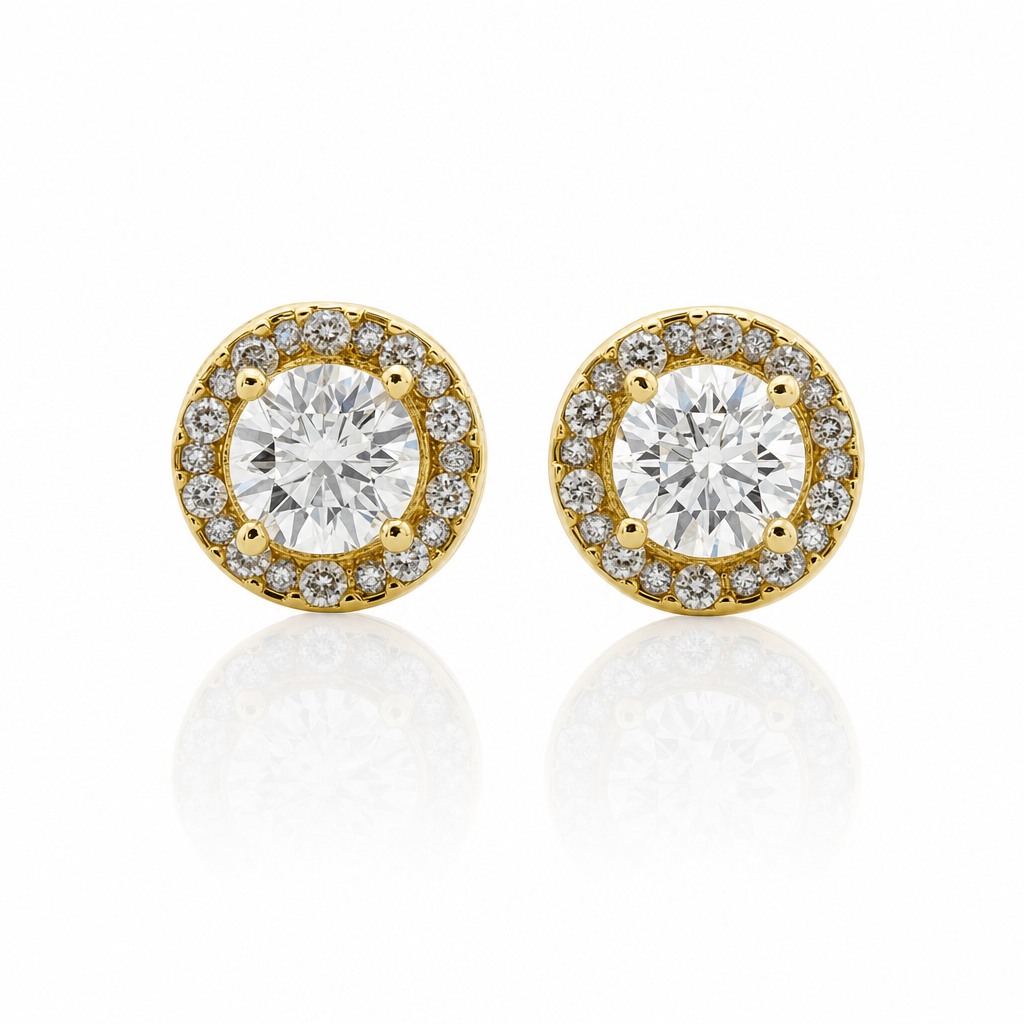 10K Gold Diamond Fusion Round Earrings — 10K real gold jewelry from STF Diamonds, Los Angeles