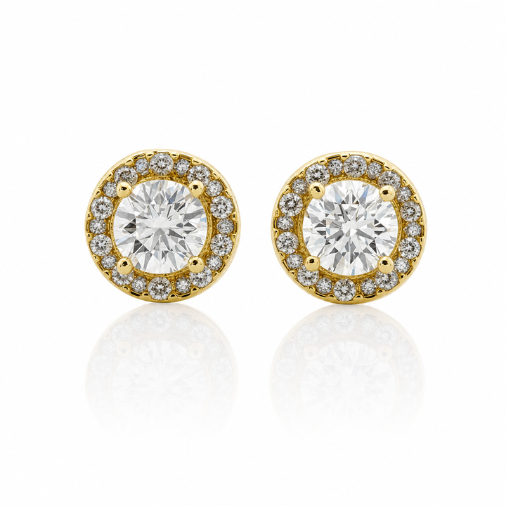 10K Gold Diamond Fusion Round Earrings — 10K real gold jewelry from STF Diamonds, Los Angeles