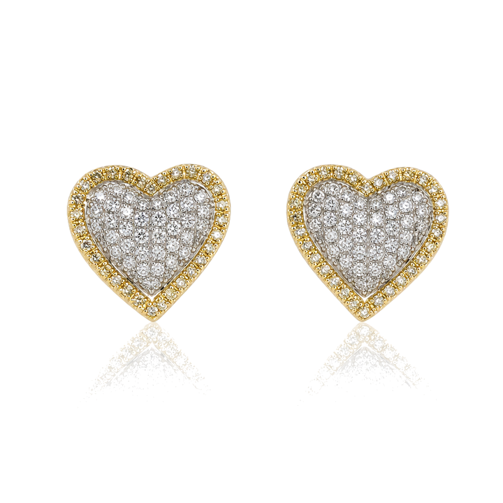 10K Gold Diamond Halo Heart Earrings — 10K real gold jewelry from STF Diamonds, Los Angeles