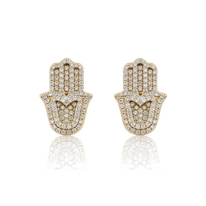 10K Gold Diamond Hamza Earring Studs — 10K real gold jewelry from STF Diamonds, Los Angeles