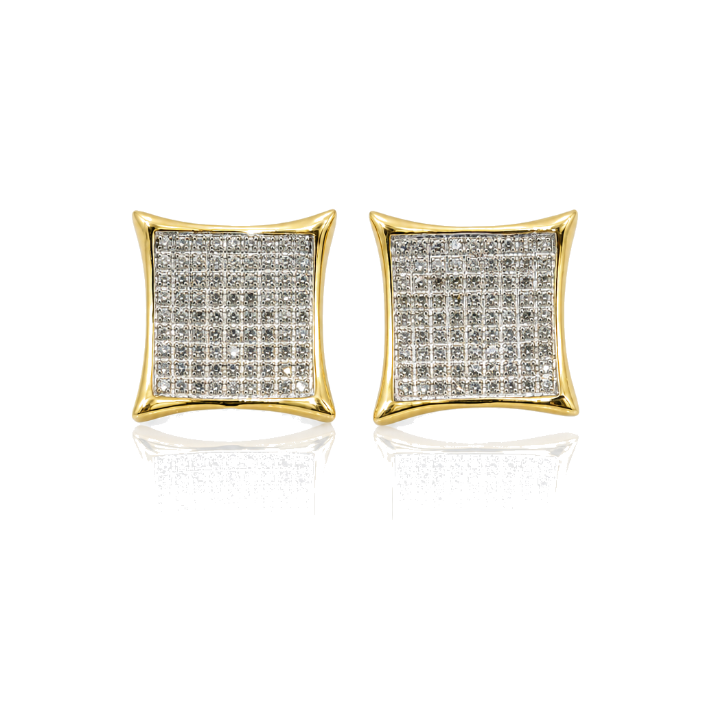 10K Gold Diamond Kite Earrings 13mm (Screwback) — 10K real gold jewelry from STF Diamonds, Los Angeles