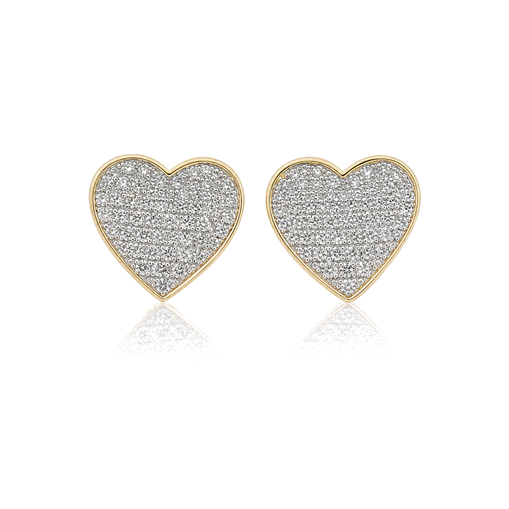 10K Gold Diamond LoveBound Heart Earrings (M) — 10K real gold jewelry from STF Diamonds, Los Angeles