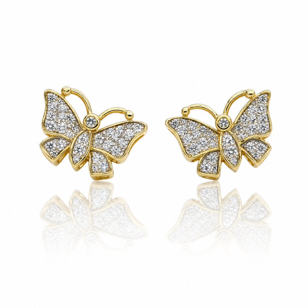 10K Gold Diamond Mariposa Earrings — 10K real gold jewelry from STF Diamonds, Los Angeles