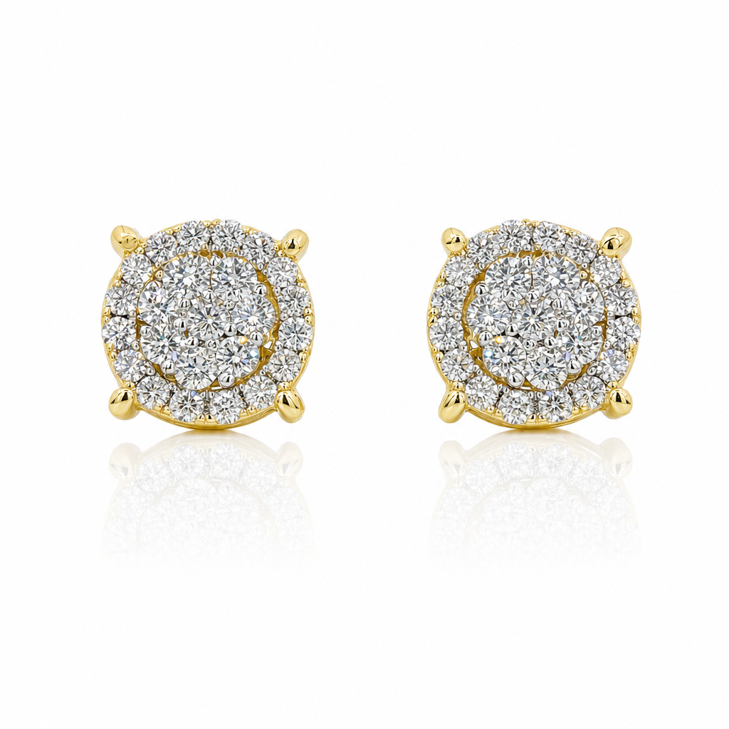 10K Gold Diamond Point Orbit Earrings (M) — 10K real gold jewelry from STF Diamonds, Los Angeles