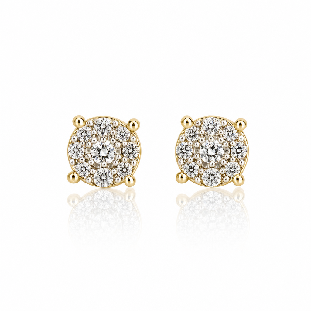 10K Gold Diamond Point Orbit Earrings (S) — 10K real gold jewelry from STF Diamonds, Los Angeles