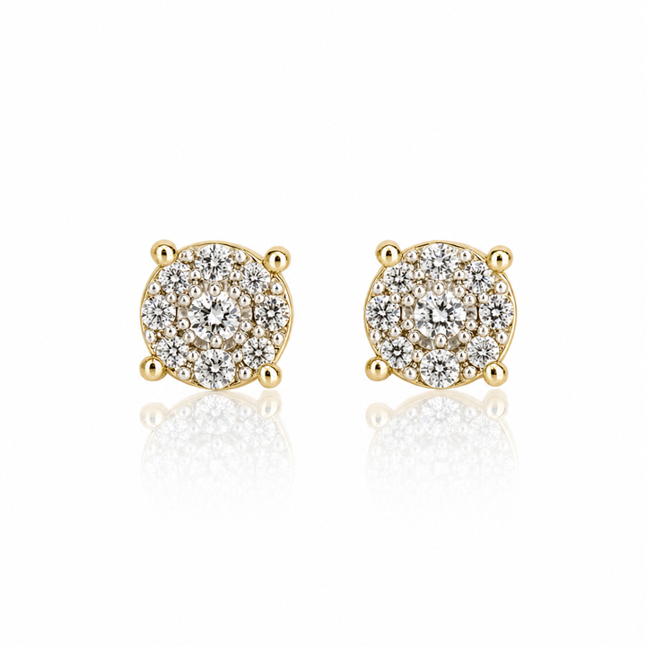 10K Gold Diamond Point Orbit Earrings (S) — 10K real gold jewelry from STF Diamonds, Los Angeles