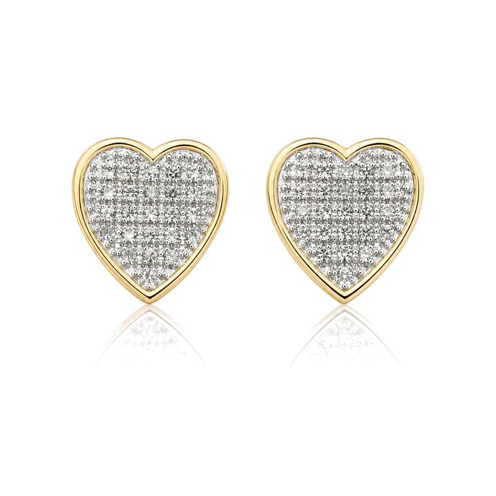 10K Gold Diamond Pointed Heart Earrings (Screwback) 11mm — 10K real gold jewelry from STF Diamonds, Los Angeles