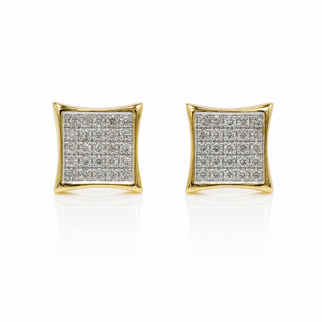 10K Gold Diamond Square Prong Earrings — 10K real gold jewelry from STF Diamonds, Los Angeles