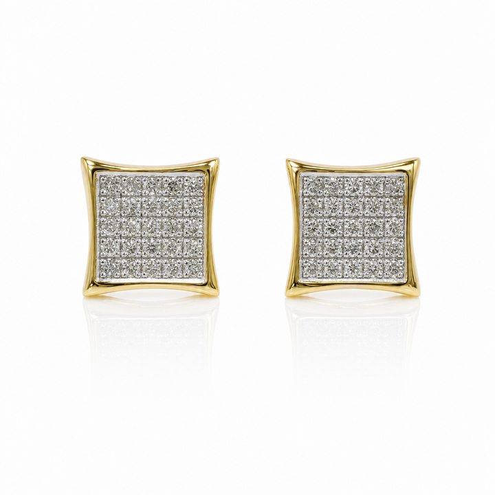 10K Gold Diamond Square Prong Earrings — 10K real gold jewelry from STF Diamonds, Los Angeles