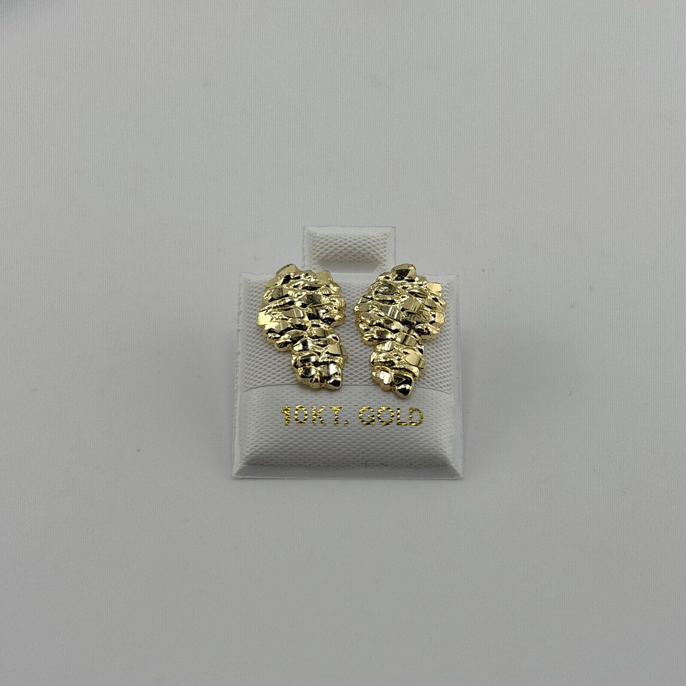 10K Solid Yellow Gold Domed Nugget Earrings (S)