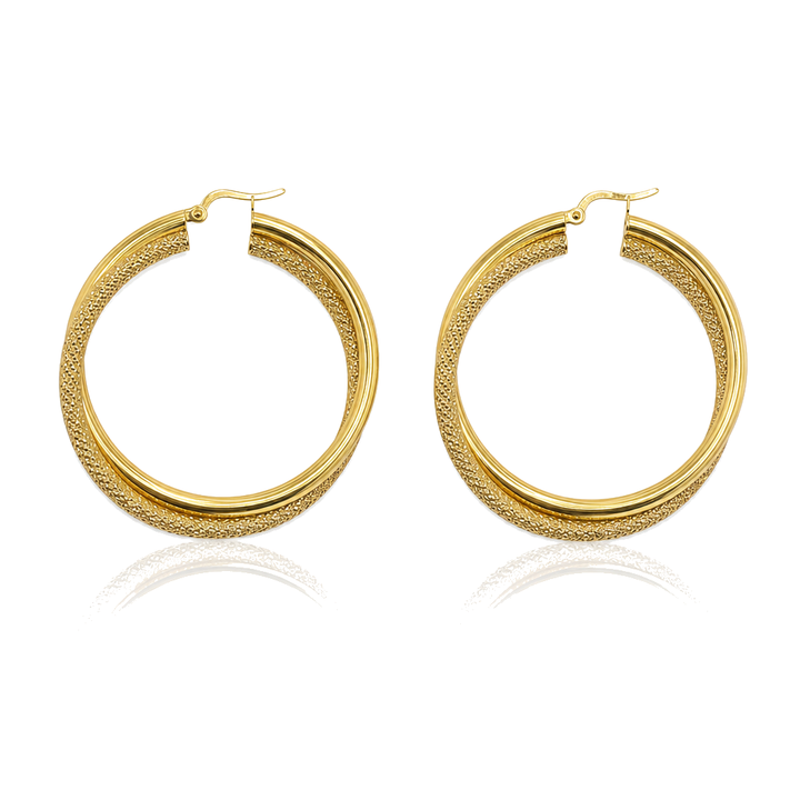 10K Gold Double Hoops 1.8in — 10K solid gold jewelry from STF Diamonds, Los Angeles