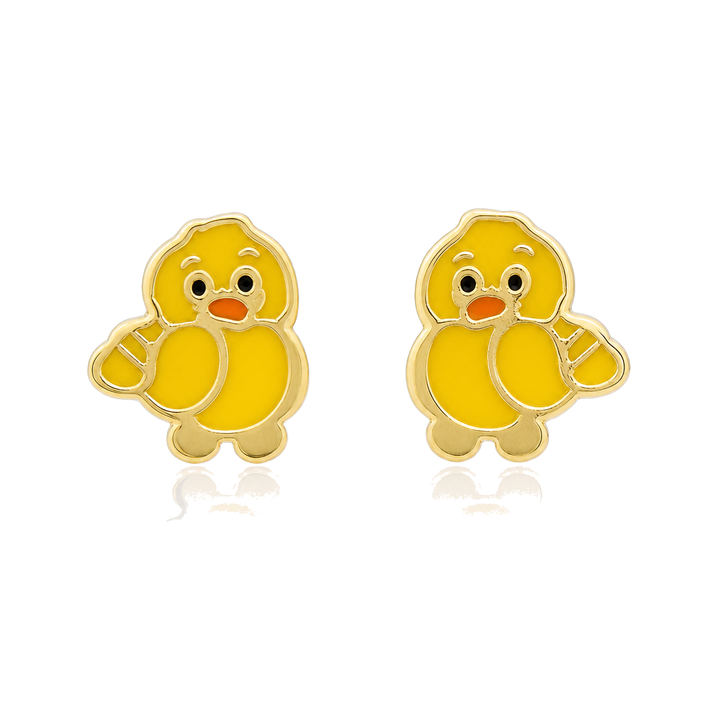 10K Gold Duck Earrings (Screwback) — 10K real gold jewelry from STF Diamonds, Los Angeles