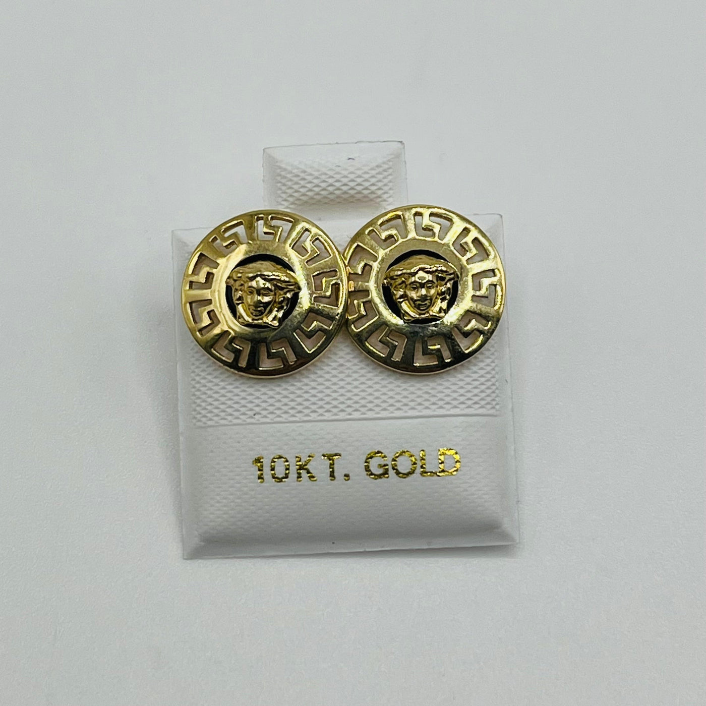 10K Yellow Gold Greek Medusa Earrings