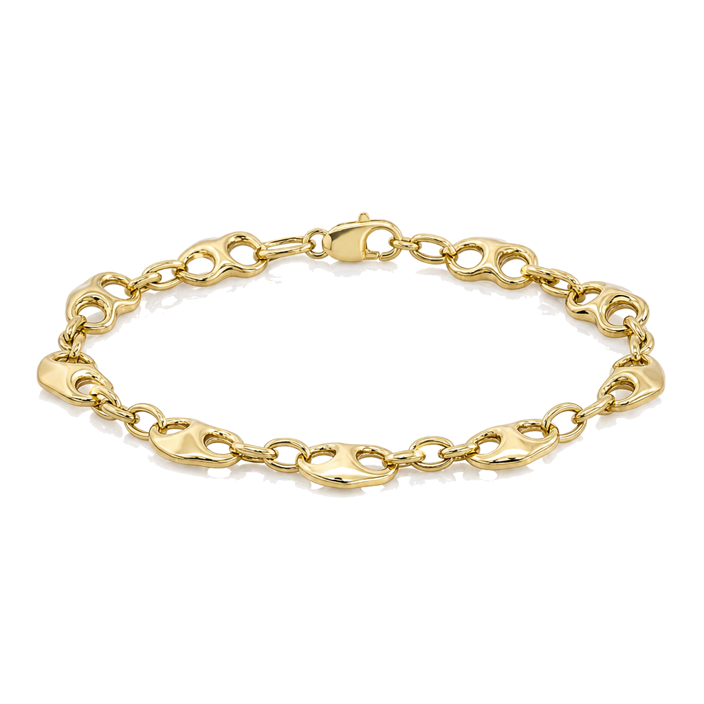 10K Gold Heart Link Bracelet 7" — 10K real gold jewelry from STF Diamonds, Los Angeles