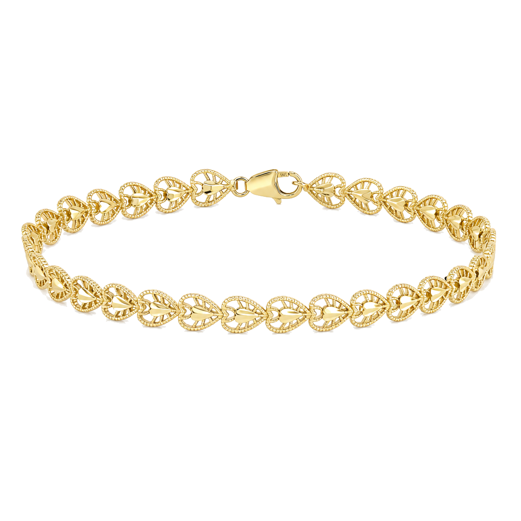 10K Gold Heartstring Bracelet (M) — 10K real gold jewelry from STF Diamonds, Los Angeles