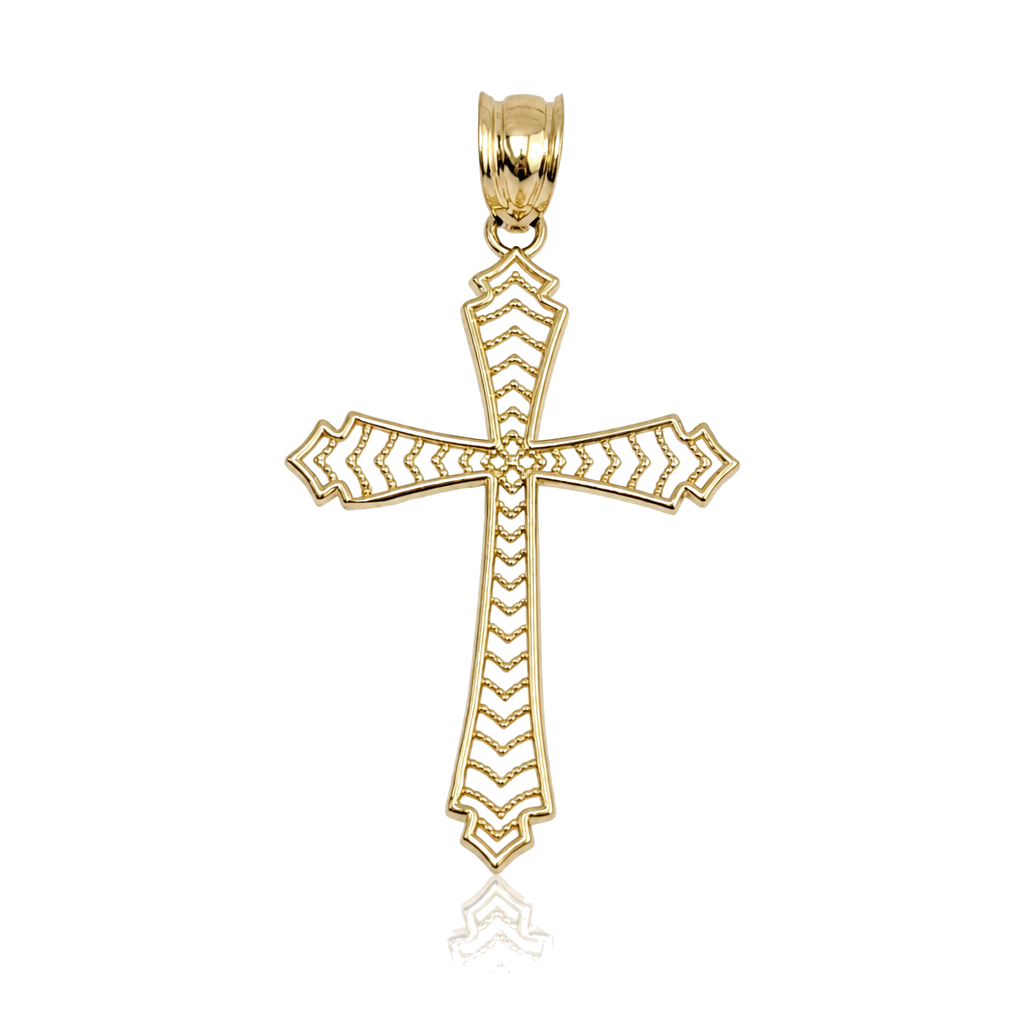10K Gold Hollow Dainty Cross Charm — 10K real gold jewelry from STF Diamonds, Los Angeles