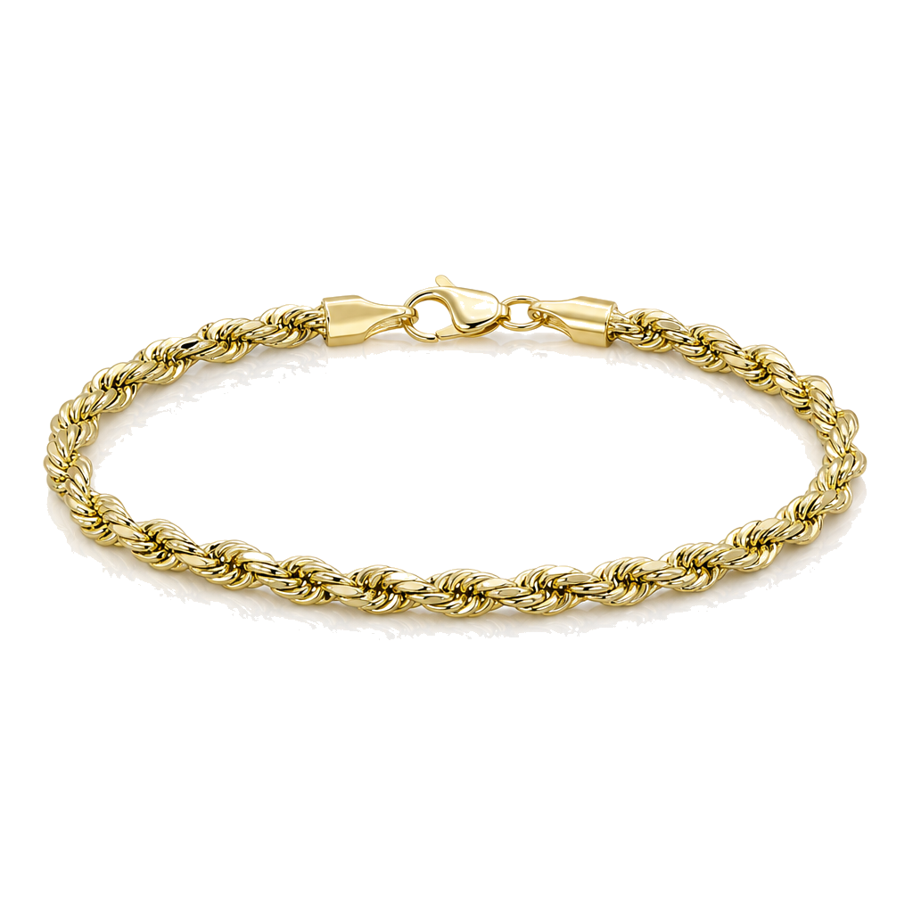 10K Gold Hollow Diamond Cut Rope Bracelet 5mm — 10K real gold jewelry from STF Diamonds, Los Angeles