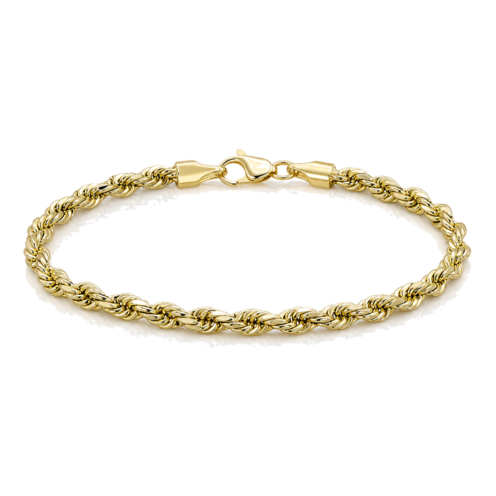 10K Gold Hollow Diamond Cut Rope Bracelet 5mm — 10K real gold jewelry from STF Diamonds, Los Angeles