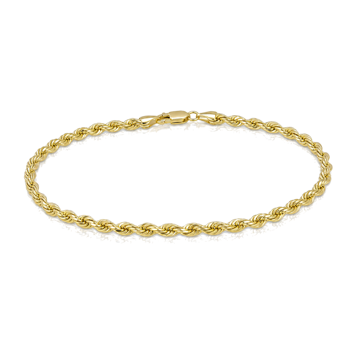 10K Gold Hollow Rope Bracelet 4mm — 10K real gold jewelry from STF Diamonds, Los Angeles